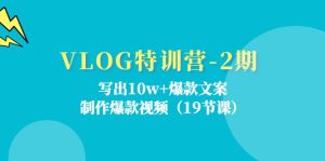 （11520期）VLOG特训营-2期：写出10w+爆款文案，制作爆款视频（19节课）-网创项目