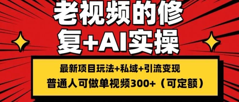 修复老视频的玩法，搬砖+引流的变现(可持久)，单条收益300+【揭秘】-网创项目