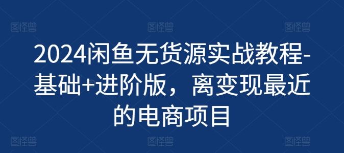 2024闲鱼无货源实战教程-基础+进阶版，离变现最近的电商项目-网创项目