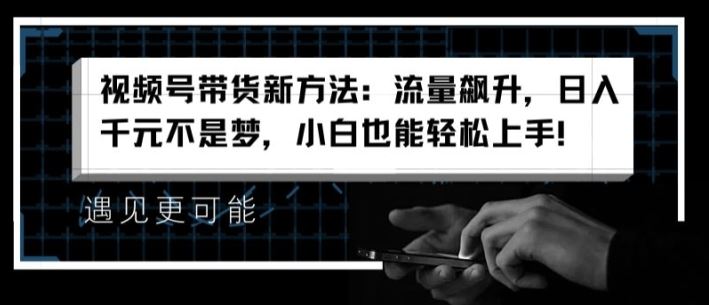 视频号带货新方法：流量飙升，日入千元不是梦，小白也能轻松上手【揭秘】-网创项目