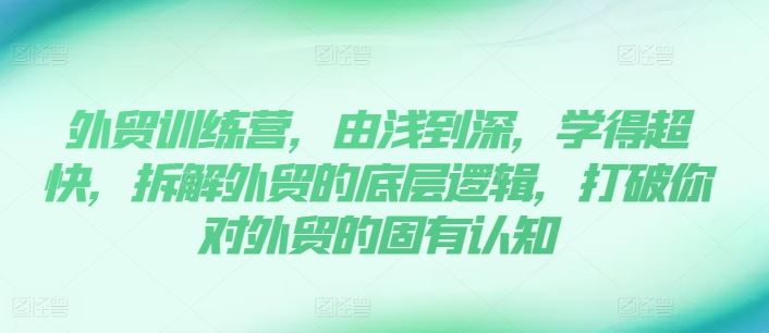外贸训练营，由浅到深，学得超快，拆解外贸的底层逻辑，打破你对外贸的固有认知-网创项目