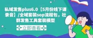 私域发售plus6.0【5月份线下课录音】/全域套装sop流程包，社群发售工具套装模型-网创项目