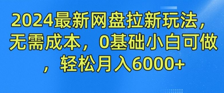 2024最新网盘拉新玩法，无需成本，0基础小白可做，轻松月入6000+【揭秘】-网创项目