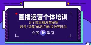 （11636期）直播运营个体培训，让个体直播没有秘密，起号/货源/单品打爆/投流等玩法-网创项目