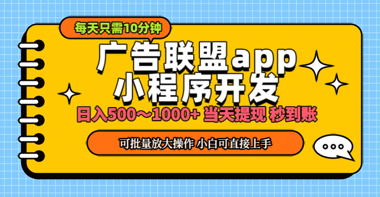 （11645期）小程序开发 广告赚钱 日入500~1000+ 小白轻松上手！-网创项目