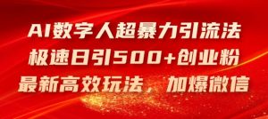 AI数字人超暴力引流法,极速日引500+创业粉,最新高效玩法,加爆微信【揭秘】-网创项目