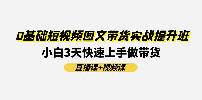 0基础短视频图文带货实战提升班，小白3天快速上手做带货(直播课+视频课)-网创项目