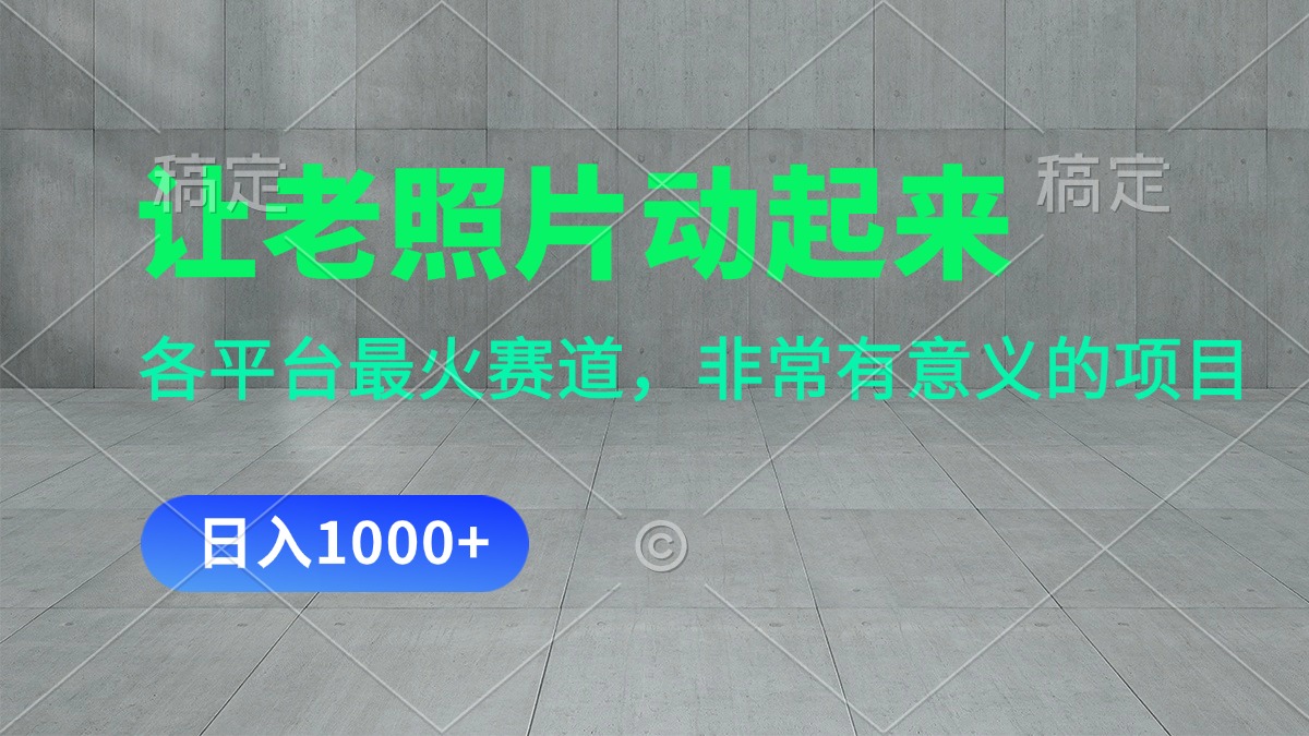 （11671期）让老照片动起来，一天变现1000+，各平台最火赛道，看完就会-网创项目