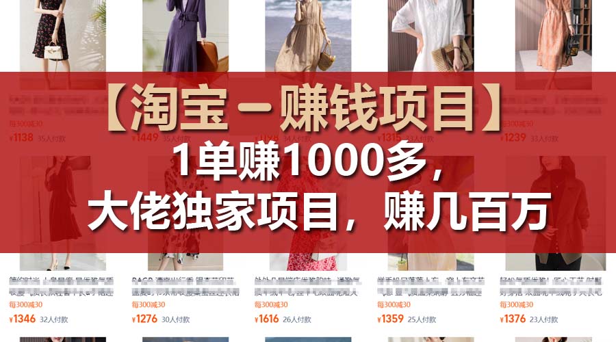 （11685期）【淘宝赚钱项目】1单可赚1000多，大佬独家项目，年赚几百万-网创项目
