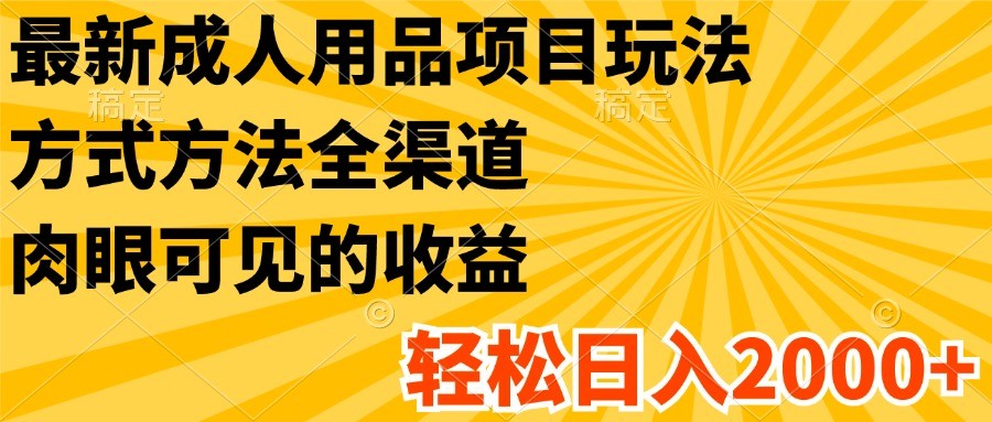 最新成人用品项目玩法，方式方法全渠道，肉眼可见的收益，轻松日入2000+-网创项目