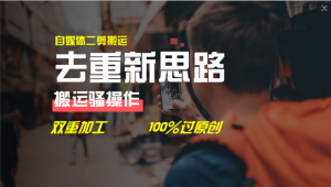 去重新思路，详细教你自媒体视频二剪搬运技术，自己加工双重去重100%过原创-网创项目