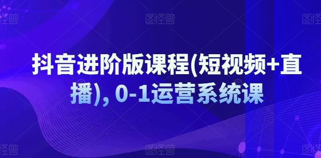 抖音进阶版课程(短视频+直播), 0-1运营系统课-网创项目