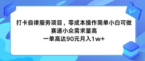打卡自律服务项目，零成本操作简单小白可做，赛道小众需求量高，一单高达90元月入1w+-网创项目