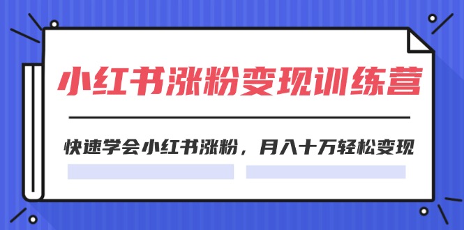 2024小红书19天涨粉变现特训营，快速学会小红书涨粉，月入十万轻松变现（42节）-网创项目