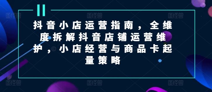 抖音小店运营指南，全维度拆解抖音店铺运营维护，小店经营与商品卡起量策略-网创项目