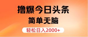 (11849期)撸爆今日头条,简单无脑,日入2000+-网创项目