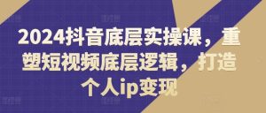 2024抖音底层实操课，​重塑短视频底层逻辑，打造个人ip变现-网创项目