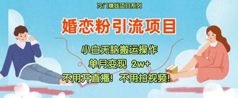 小红书婚恋粉引流，不用开直播，不用拍视频，不用做交付【揭秘】-网创项目