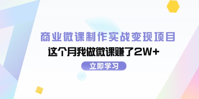 （11959期）商业微课制作实战变现项目，这个月我做微课赚了2W+-网创项目