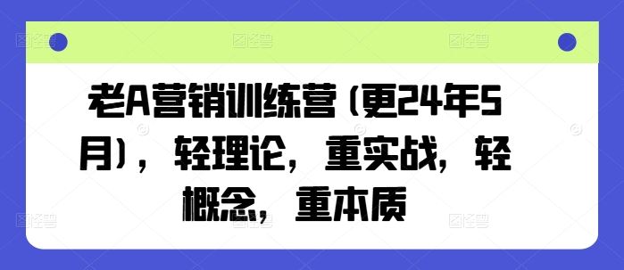 老A营销训练营(更24年7月)，轻理论，重实战，轻概念，重本质-网创项目