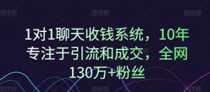 1对1聊天收钱系统，10年专注于引流和成交，全网130万+粉丝-网创项目