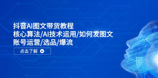 抖音AI图文带货教程：核心算法/AI技术运用/如何发图文/账号运营/选品/爆流-网创项目