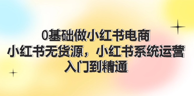 0基础做小红书电商，小红书无货源系统运营，入门到精通 (70节)-网创项目