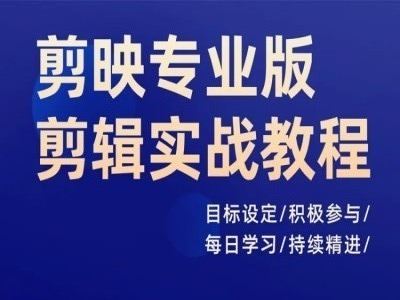 剪映专业版剪辑实战教程，目标设定/积极参与/每日学习/持续精进-网创项目