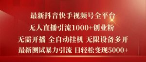 最新抖音快手视频号全平台无人直播引流1000+精准创业粉，日轻松变现5k+【揭秘】-网创项目