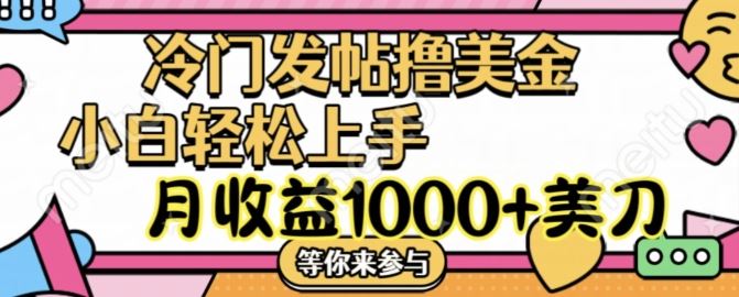 冷门发帖撸美金项目，月收益1000+美金，简单无脑，干就完了【揭秘】-网创项目