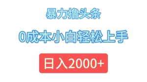 （12068期）暴力撸头条，0成本小白轻松上手，日入2000+-网创项目