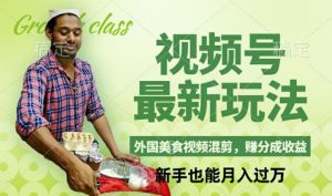 视频号新玩法，外国美食视频混剪，撸分成计划收益，视频制作简单，轻松月入过万【揭秘】-网创项目