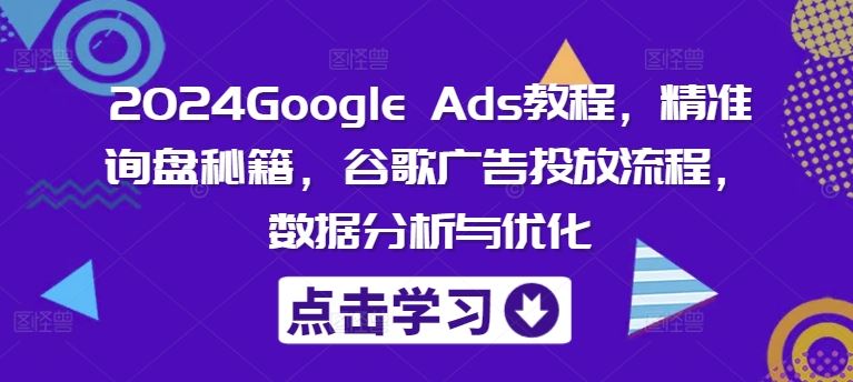 2024Google Ads教程，精准询盘秘籍，谷歌广告投放流程，数据分析与优化-网创项目