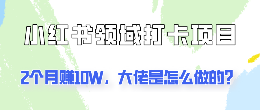 通过小红书领域打卡项目2个月赚10W，大佬是怎么做的？-网创项目