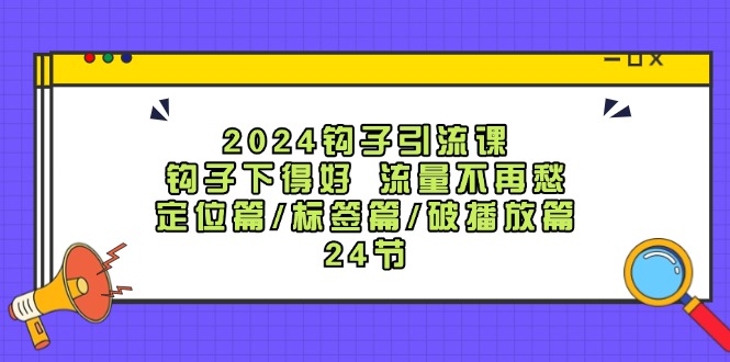 2024钩子引流课：钩子下得好流量不再愁，定位篇/标签篇/破播放篇/24节-网创项目