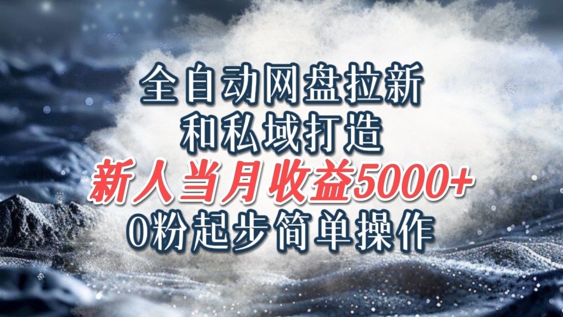 全自动网盘拉新和私域打造，0粉起步简单操作，新人入门当月收益5000以上-网创项目
