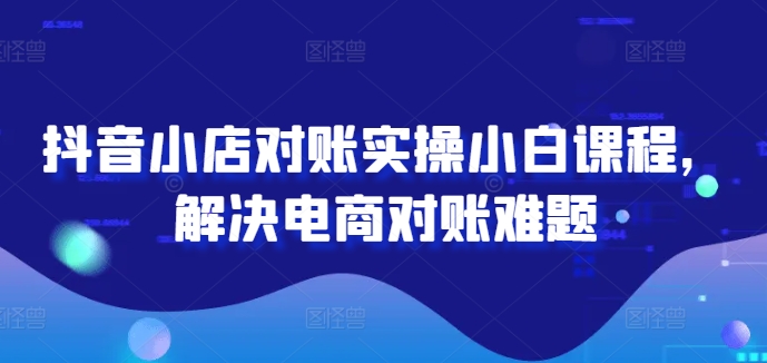 抖音小店对账实操小白课程，解决电商对账难题-网创项目