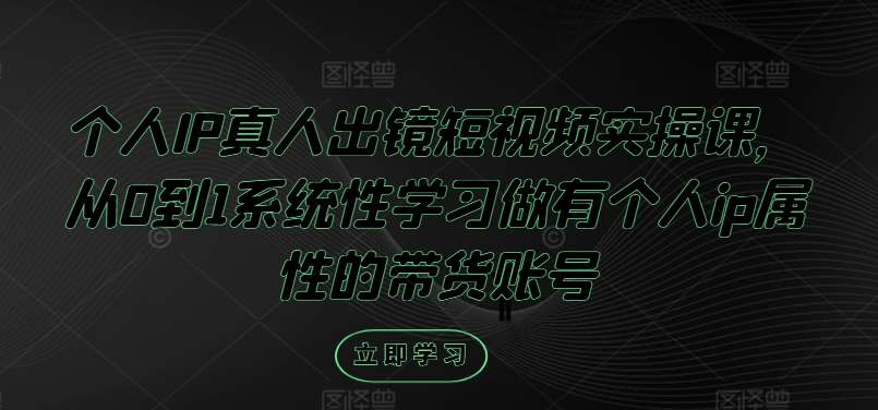 个人IP真人出镜短视频实操课，从0到1系统性学习做有个人ip属性的带货账号-网创项目