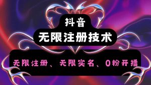 抖音无限实名技术2.0，一个身分证可以实名无数个抖音，几分钟一个自己看教程操作-网创项目