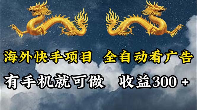 （12175期）海外快手项目，利用工具全自动看广告，每天轻松 300+-网创项目