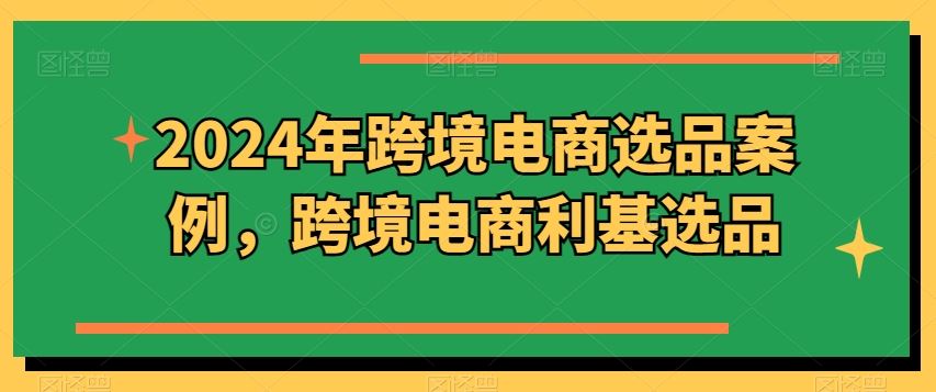 2024年跨境电商选品案例，跨境电商利基选品（更新）-网创项目
