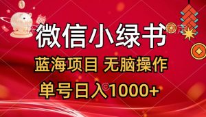 (12237期)微信小绿书,蓝海项目,无脑操作,一天十几分钟,单号日入1000+-网创项目