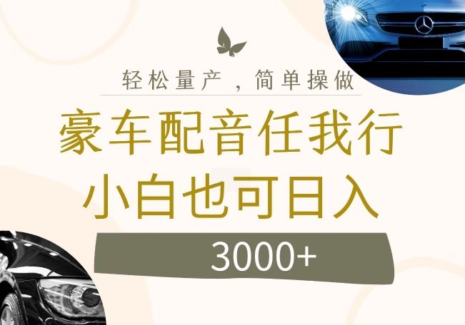 不为人知的暴力小项目，豪车配音，日入几张【揭秘】-网创项目