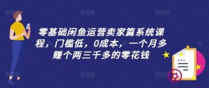 零基础闲鱼运营卖家篇系统课程，门槛低，0成本，一个月多赚个两三千多的零花钱-网创项目
