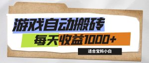 (12404期)游戏全自动搬砖副业项目,每天收益1000+,适合宝妈小白-网创项目
