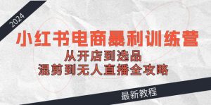 2024小红书电商暴利训练营:从开店到选品,混剪到无人直播全攻略-网创项目