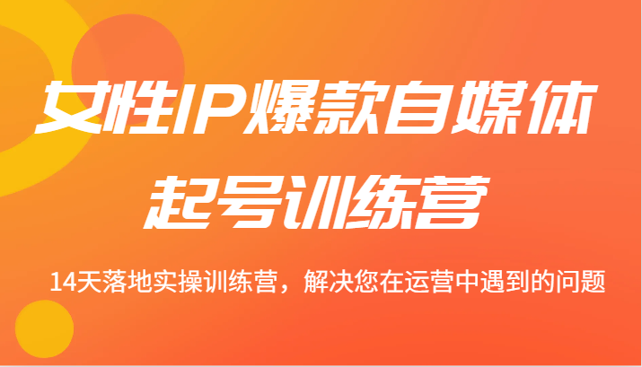 女性IP爆款自媒体起号训练营 14天落地实操训练营，解决您在运营中遇到的问题-网创项目