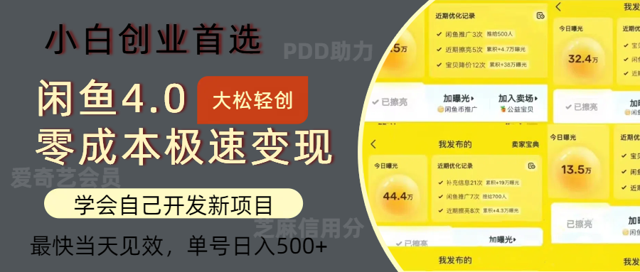 （12434期）闲鱼0成本极速变现项目，多种变现方式 单号日入500+最新玩法-网创项目