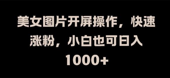美女图片开屏操作，快速涨粉，小白也可日入1k【揭秘】-网创项目