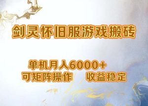 （12471期）网游剑灵打金搬砖，单机月入6000+，可矩阵操作，收益稳定。-网创项目